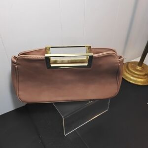 Charming Charlie Brown Satchel with Gold Accents